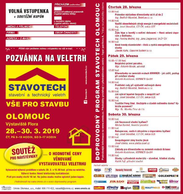 pozvánka na veletrh Stavotech Olomouc březen 2019