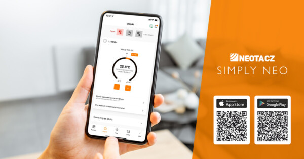 qr kódy pro stáhnutí aplikace Simply Neo