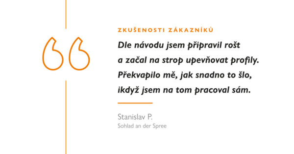 Dle návodu jsem připravil rošt a začal na strop upevňovat profily...